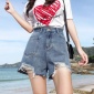ins超火的牛仔短裤 女2019春新款高腰宽松破洞牛仔热裤阔腿初恋裤